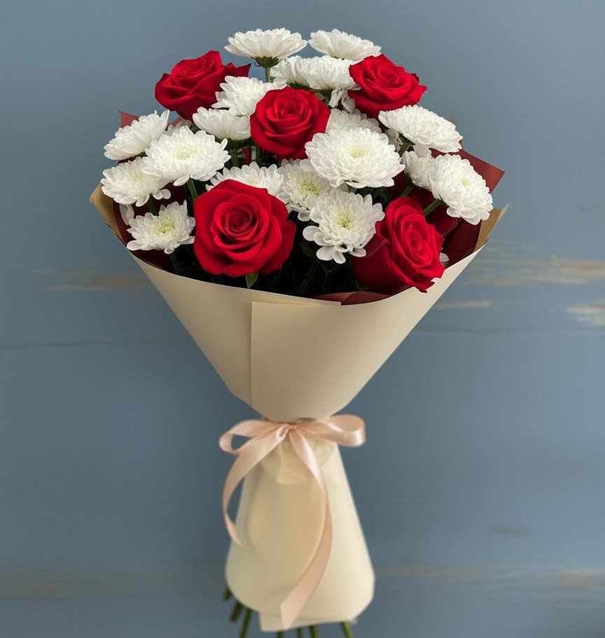 Букет цветов из: Розы и Хризантемы в Пыть-Яхе