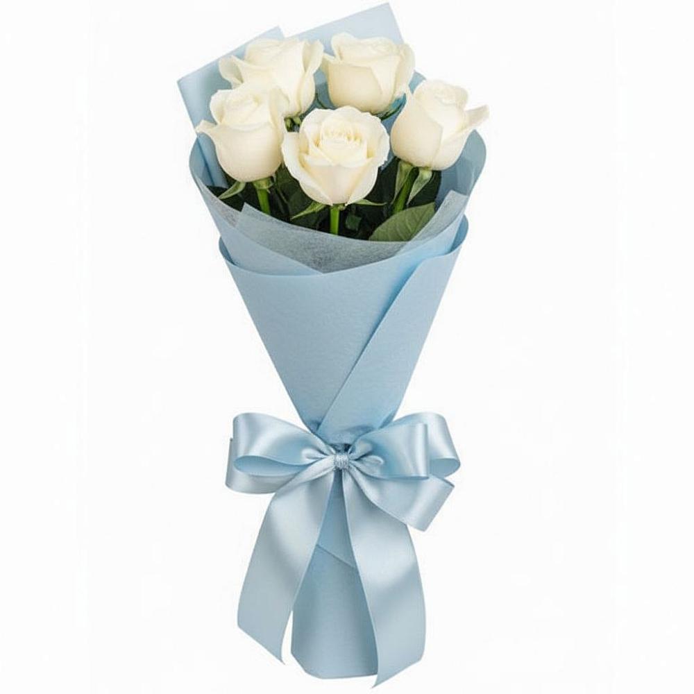 Букет 5 Белых роз Проуд в Пыть-Яхе