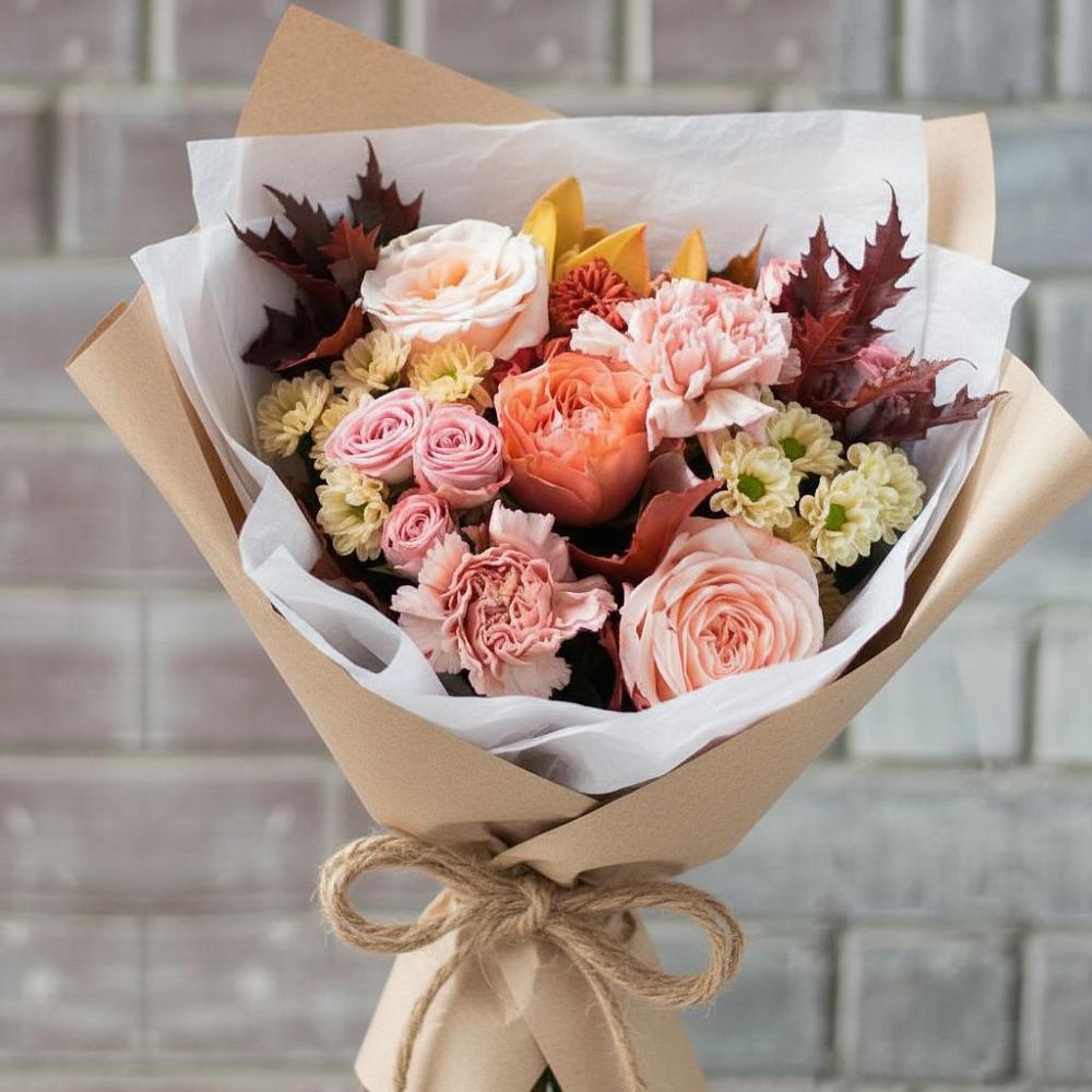 Букет цветов из: Гвоздики, Хризантемы и Розы в Пыть-Яхе