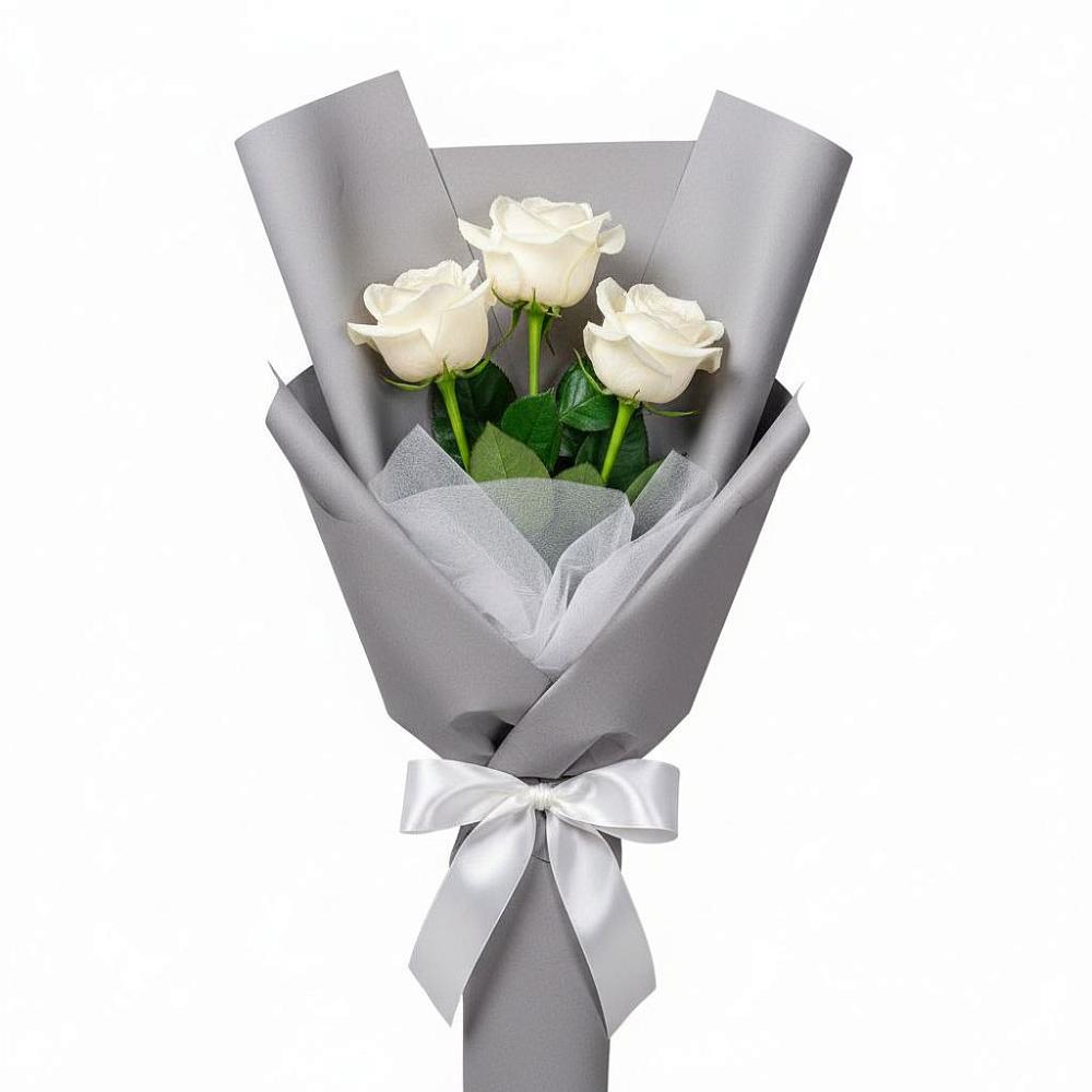 Букет 3 белые розы в Пыть-Яхе