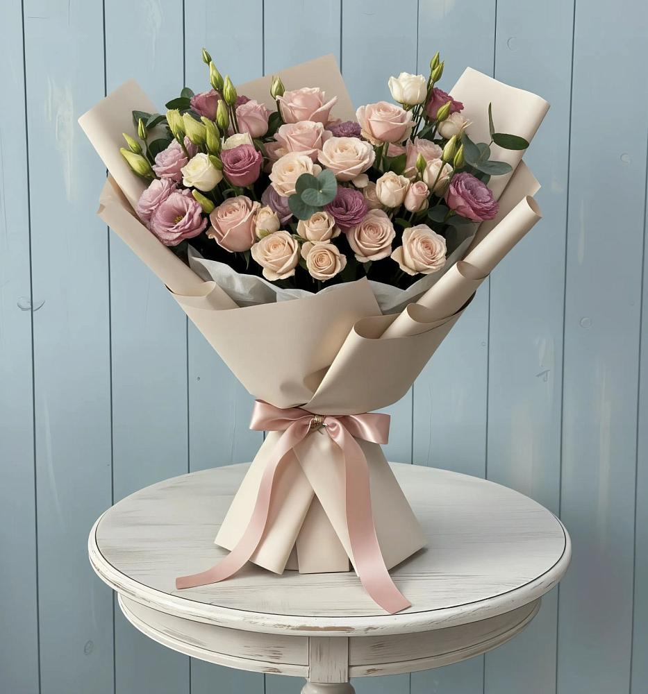 Букет цветов из: Розы и Лизиантусы в Пыть-Яхе