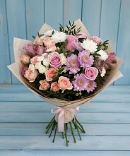 Букет цветов из:  Хризантемы, Розы и Альстромерии в Пыть-Яхе