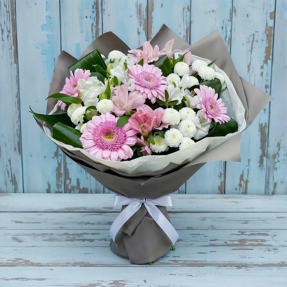 Букет цветов из: Герберы, Альстромерии и Хризантемы в Пыть-Яхе