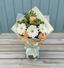 Букет цветов из:  Герберы, Розы и Хризантемы в Пыть-Яхе