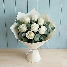 Букет Белые розы в Эвкалипте #REPLACE_PRED# Пыть-Яхе